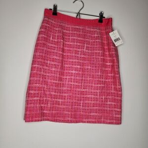 Kate Spade‎ Nwt Pink Tweed Kylie Long Skirt Career Wear Preppy Barbiecore Size 6